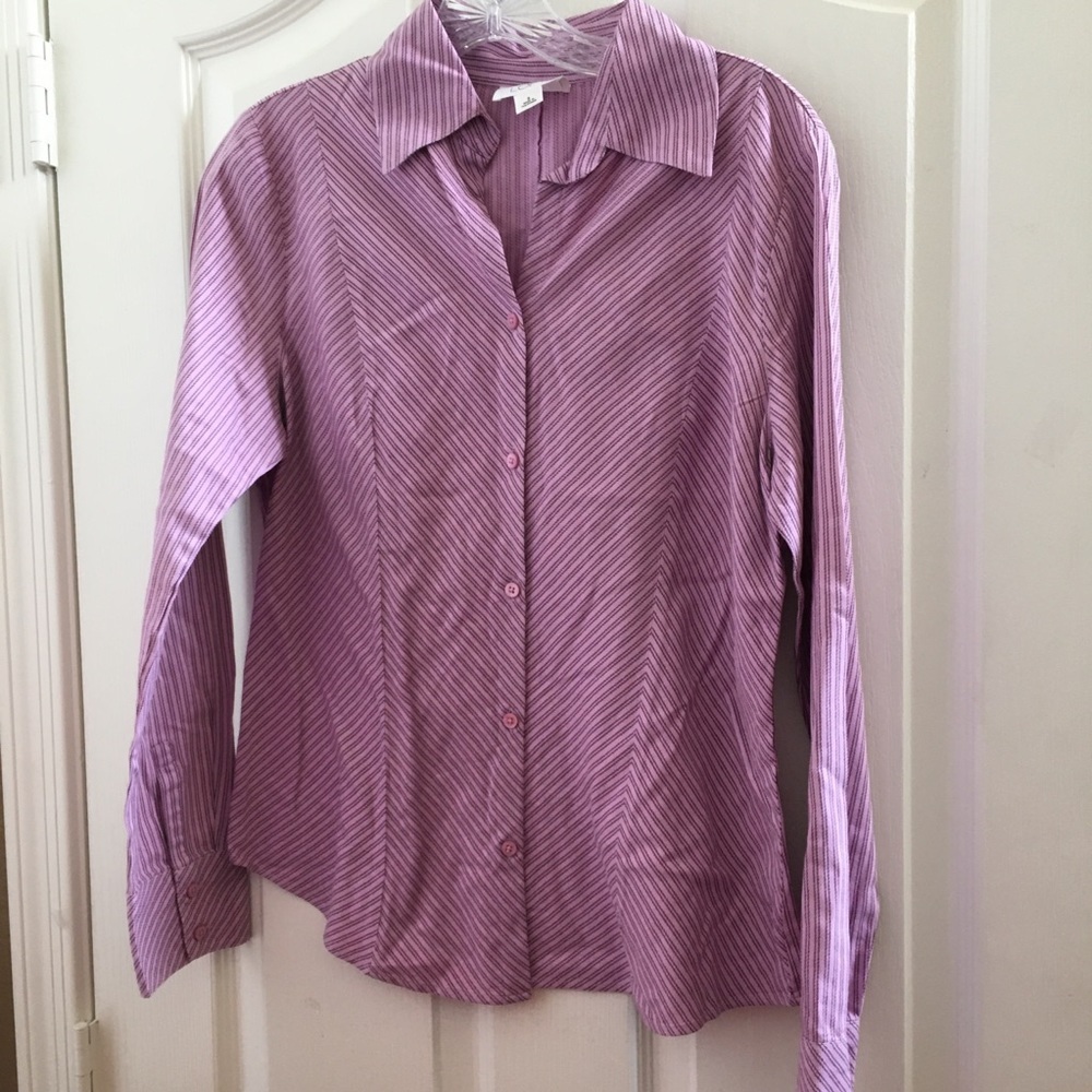 Women's Lavender Stripe Button-Down Blouse